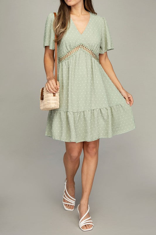 Midi Dress Lace Trim