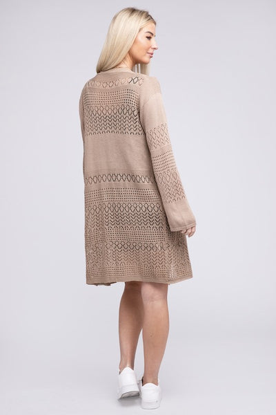 Cardigan Embroidered Eyelet Textured Knit