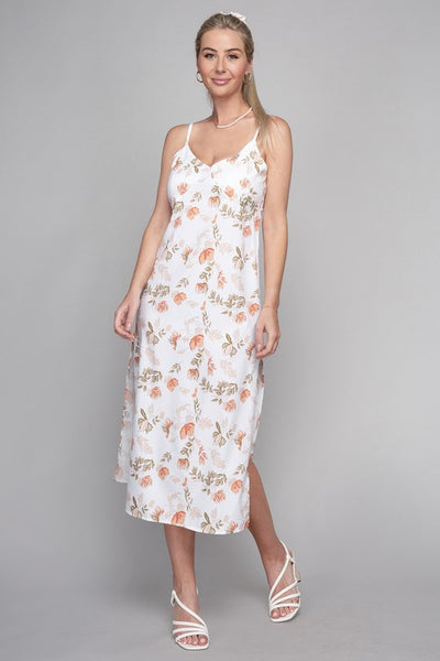 Midi Dress Floral Print French Tie Backless